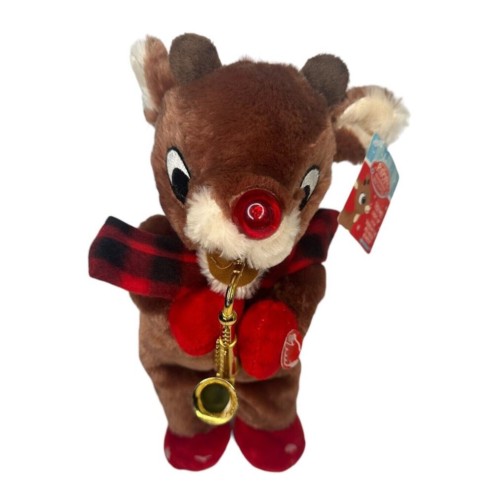 Rudolph the Red Nosed Reindeer Light-Up Musical Plush‎ Plays Saxophone Christmas